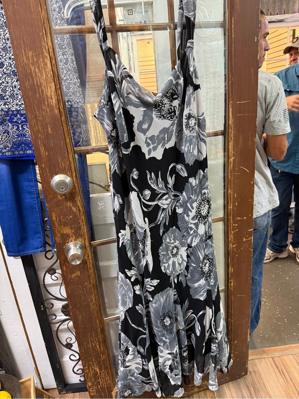 Midnight Velvet Black and White Floral Maxi Slip Dress